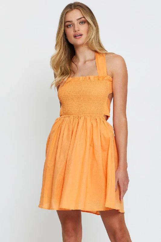 Orange Mini Dress Sleeveless