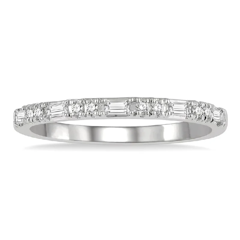 Jewelry Clearance Event – Stock Up Before It's Over 14K White Gold Baguette Diamond Stackable Fashion Ring