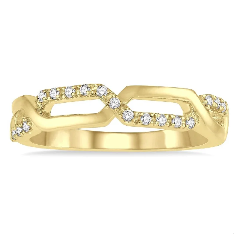Affordable Gold-Plated Jewelry For Modern Fashion 14K Yellow Gold Paperclip Stackable Diamond Ring