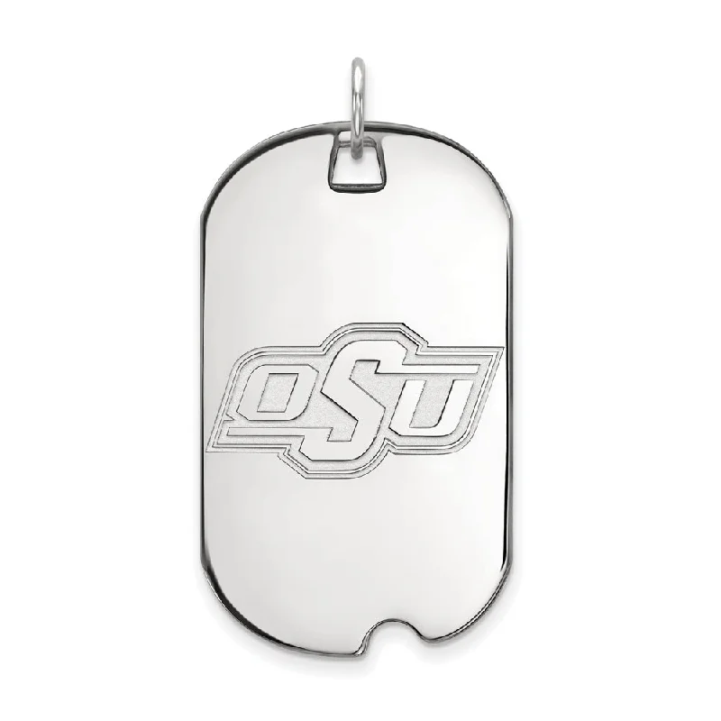 Everyday Jewelry Essentials Now On Sale 14k White Gold Oklahoma State Large Dog Tag Pendant