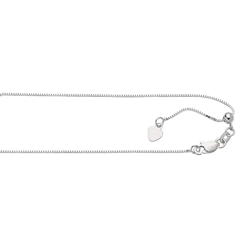 Luxury Jewelry Sale – Elegant Styles At Unbeatable Prices 14kt 22 inches White Gold 0.7mm Diamond Cut Adjustable Box Chain with Lobster Clasp