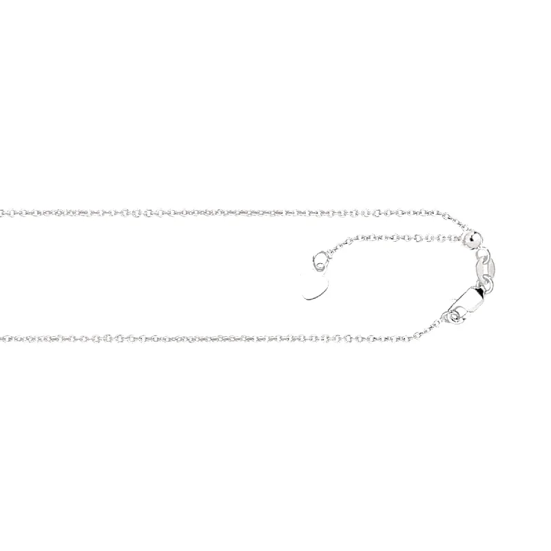Special Deals On Handcrafted And Designer Jewelry 14kt 22 inches White Gold 0.9mm Diamond Cut Adjustable Cable Chain with Lobster Clasp