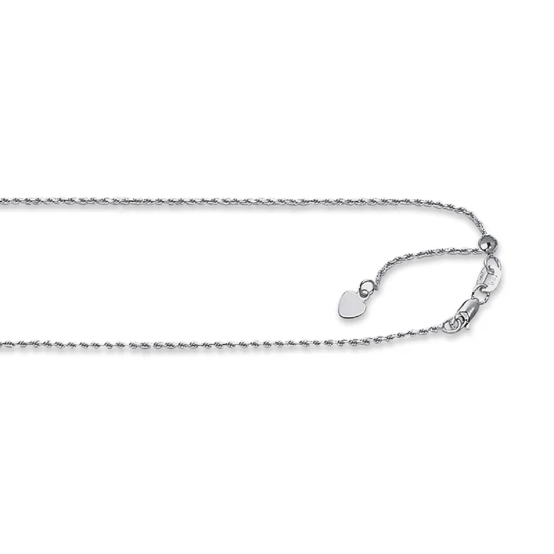 Exclusive Jewelry Bundles At Discounted Rates 14kt 22 inches White Gold 1.0mm Diamond Cut Adjustable Royal Rope Chain with Lobster Clasp
