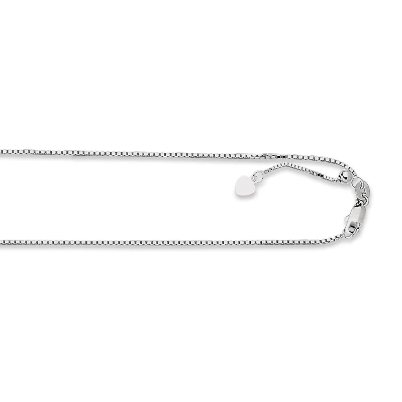 Shop Dazzling Jewelry With Special Promotional Discounts 14kt 22 inches White Gold 1.1mm Diamond Cut Adjustable Box Chain with Lobster Clasp
