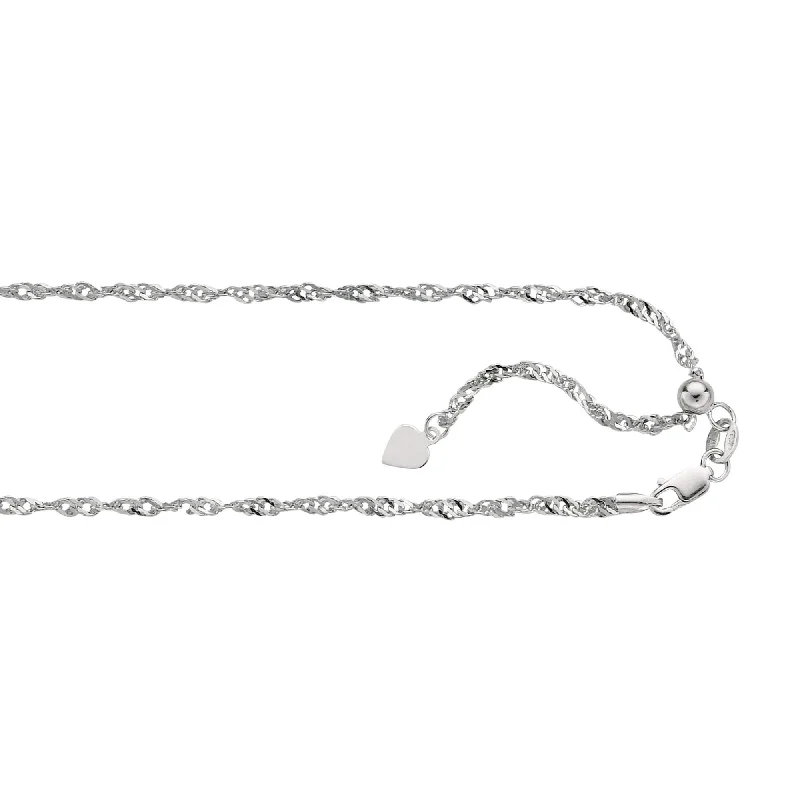 Bestselling Jewelry Now On Sale – Elevate Your Look 14kt 22 inches White Gold 1.1mm Diamond Cut Adjustable Singapore Chain with Lobster Clasp+ Small HEarRingt