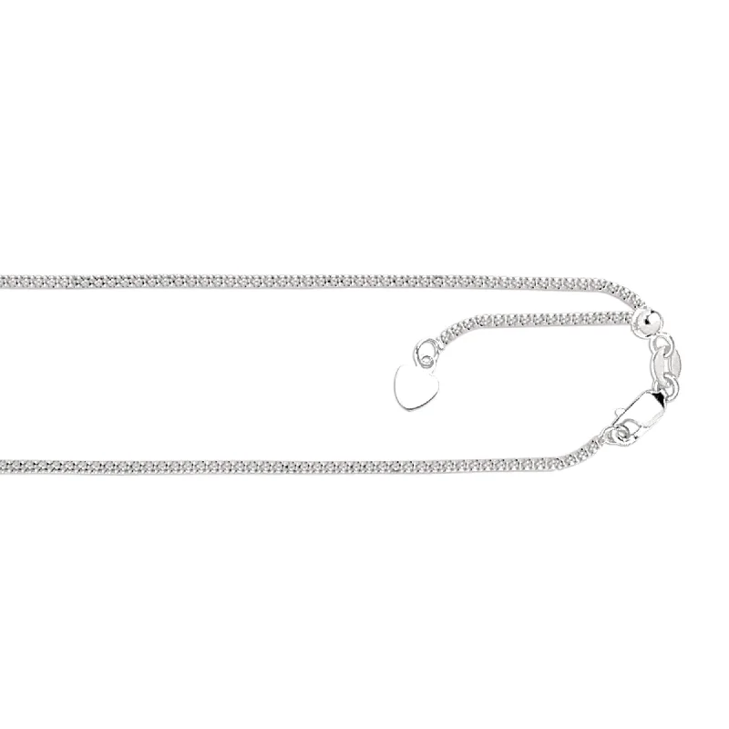 Elegant Jewelry At Unbeatable Offers – Shop Before It's Gone 14kt 22 inches White Gold 1.3mm Diamond Cut Adjustable Popcorn Chain with Lobster Clasp+ Small Hearring