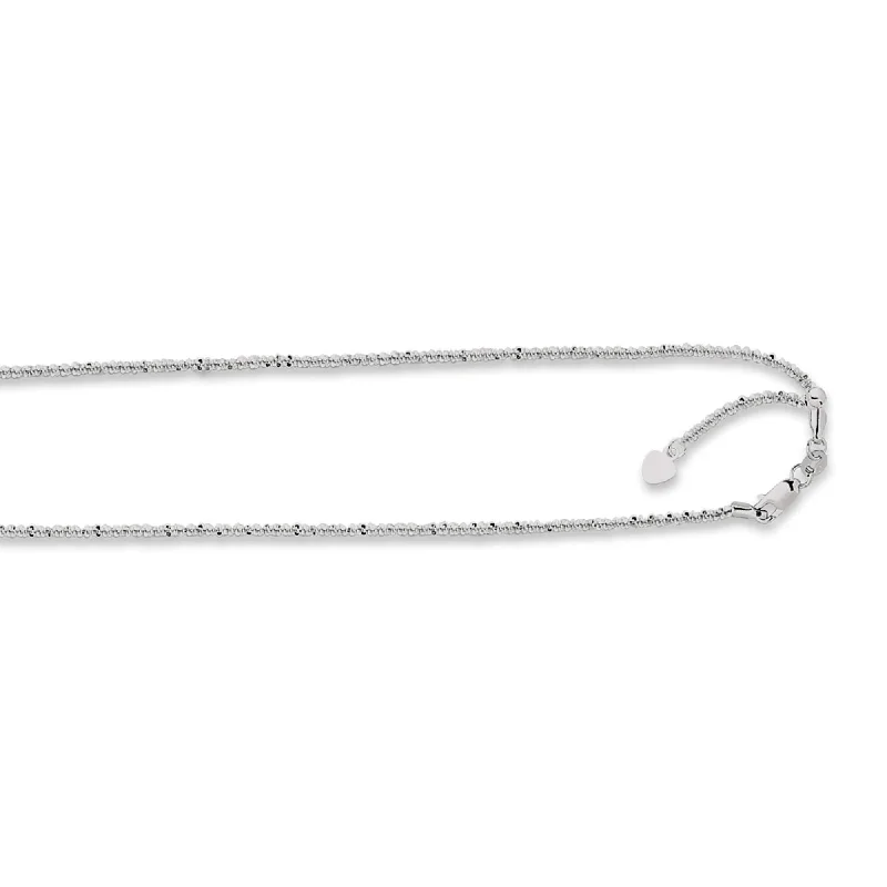 Premium Jewelry At Special Low Prices For A Limited Time 14kt 22 inches White Gold 1.5mm Diamond Cut Adjustable Sparkle Chain with Lobster Clasp+ Small Hearring