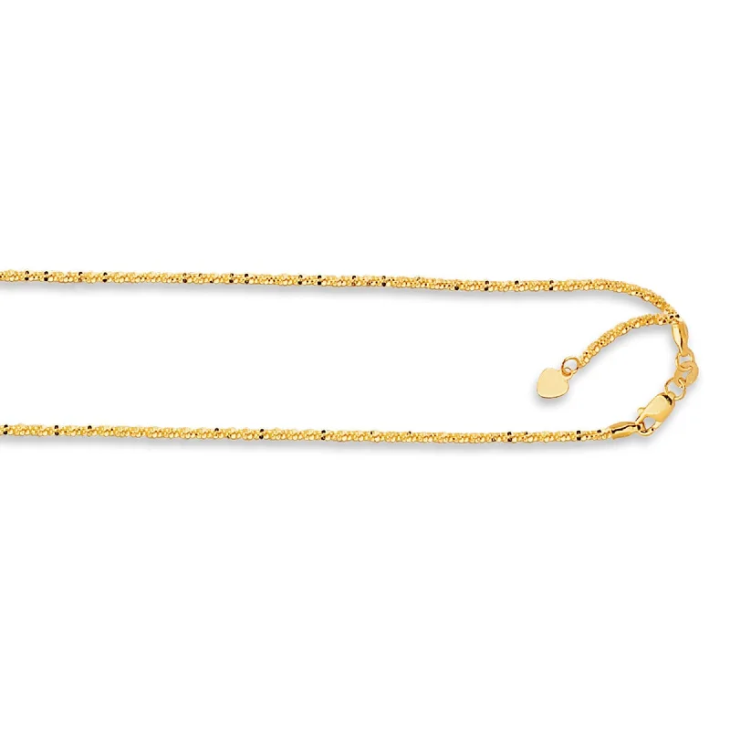 Luxury Jewelry Sale – Sparkle For Less 14kt 22 inches Yellow Gold 1.5mm Diamond Cut Adjustable Sparkle Chain with Lobster Clasp