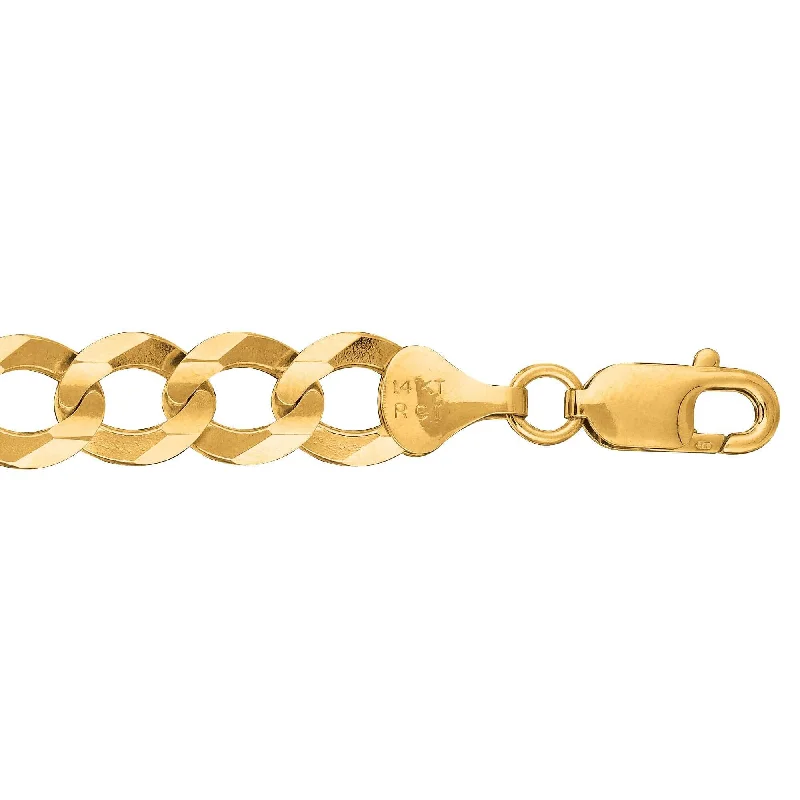 Shop Dazzling Jewelry At The Best Prices 14kt 22 inches Yellow Gold 10.0mm Diamond Cut Comfort Curb Chain with Lobster Clasp