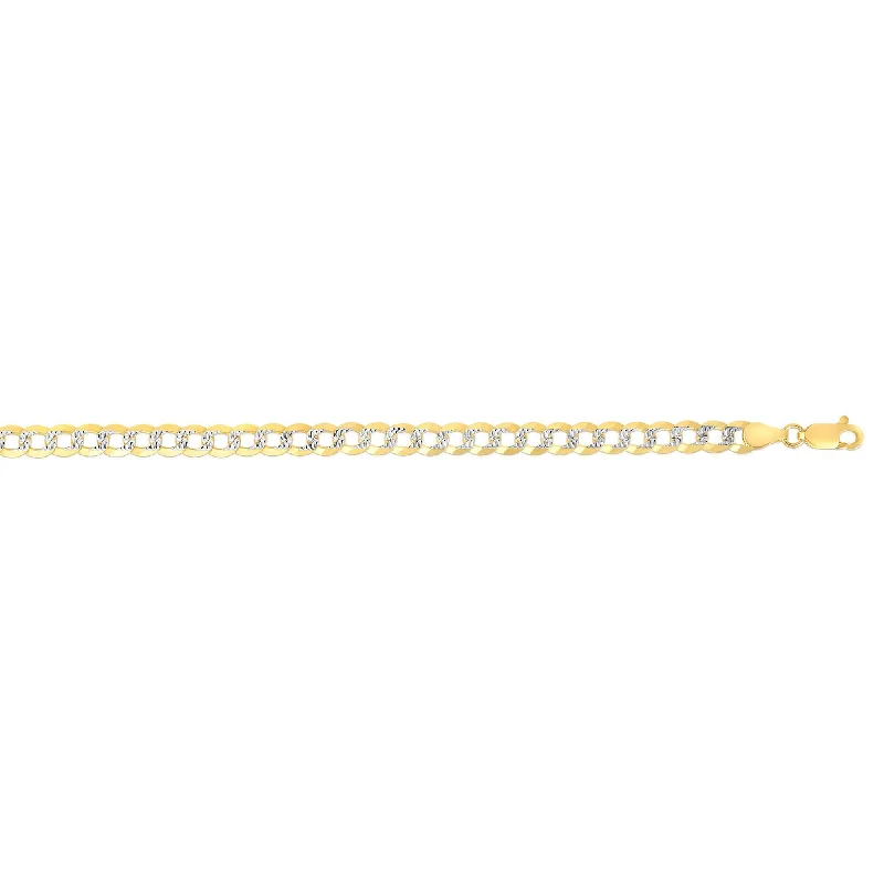 Seasonal Jewelry Deals – Elevate Your Style 14kt Gold 20 inches Yellow+White Finish 4.6mm Diamond Cut Comfort Pave Curb Chain with Lobster Clasp