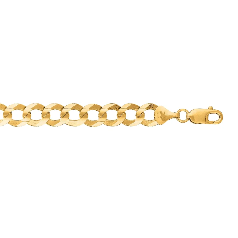 Huge Savings On Timeless Jewelry Collections 14kt Gold 24 inches Yellow Finish 12.18mm Polished Comfort Curb Chain with Box Clasp